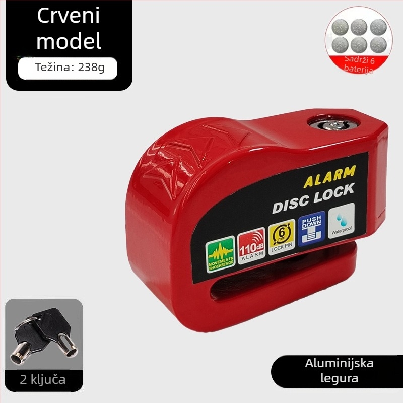 Univerzalna brava za disk kočnice električnih automobila, brava za motocikl, protuprovalna brava za bicikl, alarm za disk kočnice, brava za brdski bicikl