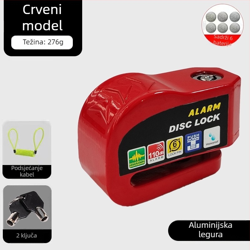 Univerzalna brava za disk kočnice električnih automobila, brava za motocikl, protuprovalna brava za bicikl, alarm za disk kočnice, brava za brdski bicikl