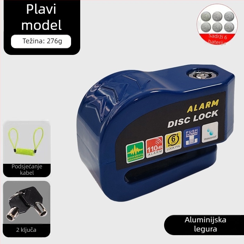 Univerzalna brava za disk kočnice električnih automobila, brava za motocikl, protuprovalna brava za bicikl, alarm za disk kočnice, brava za brdski bicikl