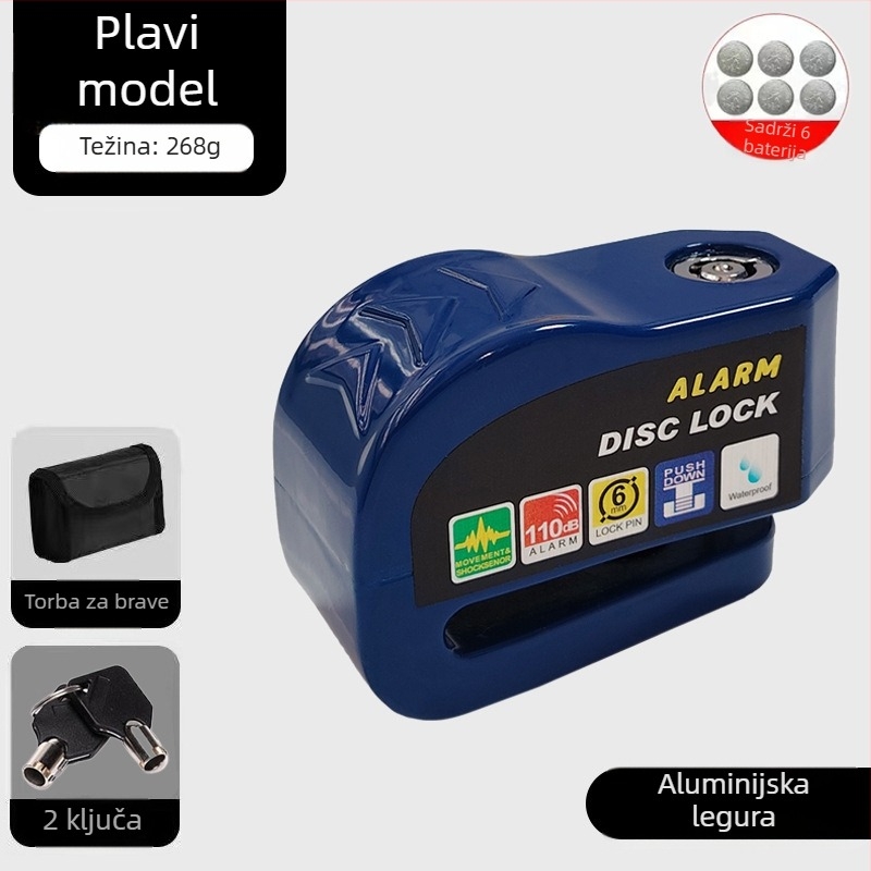 Univerzalna brava za disk kočnice električnih automobila, brava za motocikl, protuprovalna brava za bicikl, alarm za disk kočnice, brava za brdski bicikl