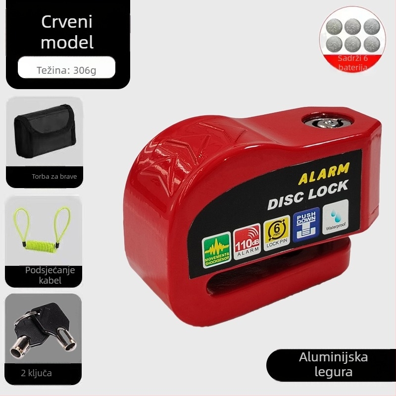 Univerzalna brava za disk kočnice električnih automobila, brava za motocikl, protuprovalna brava za bicikl, alarm za disk kočnice, brava za brdski bicikl
