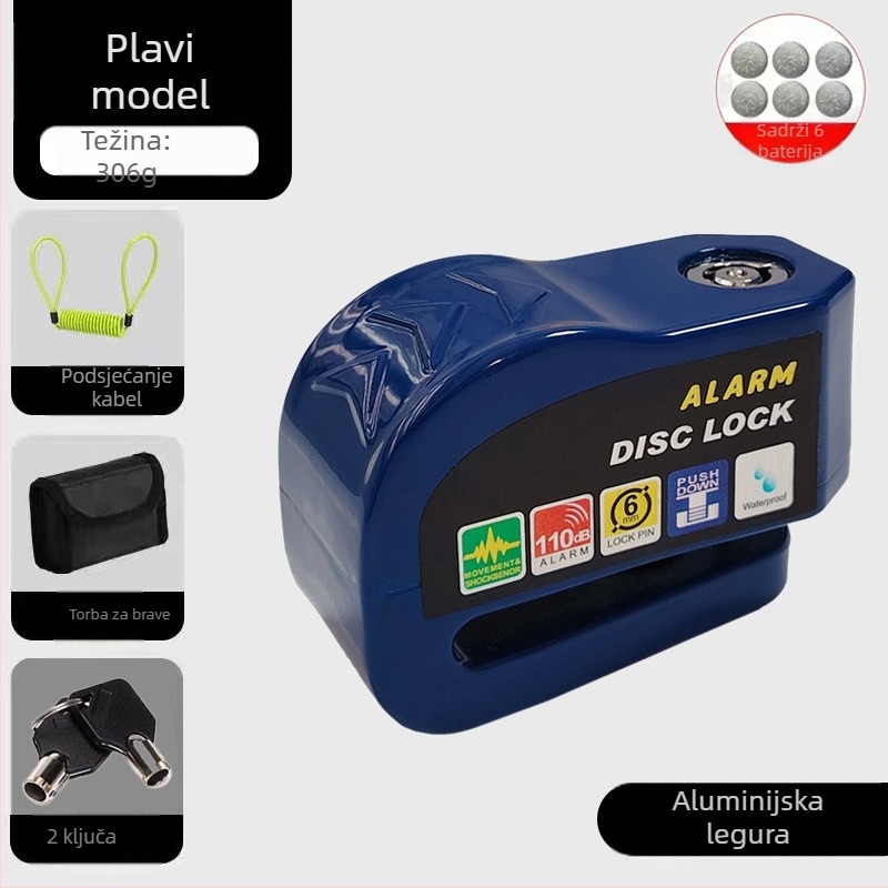 Univerzalna brava za disk kočnice električnih automobila, brava za motocikl, protuprovalna brava za bicikl, alarm za disk kočnice, brava za brdski bicikl