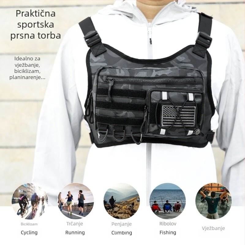 Prekogranični sportski taktički prsluk, torba za prsa, vanjska sportska torba za prsa, jahanje, podesivi prsluk za pneumotoraks, prsluk za vanjsku upotrebu