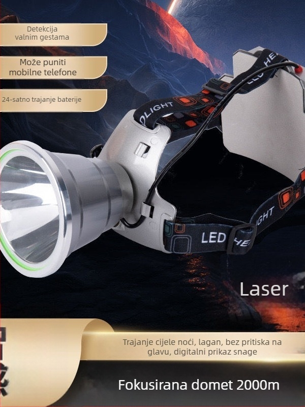 Prekogranična zelena šuma Herman naglavna svjetiljka Snažno svjetlo Super svijetlo LED naglavna svjetiljka Integrirani LED reflektor dugog dometa s laserskim topom A1103