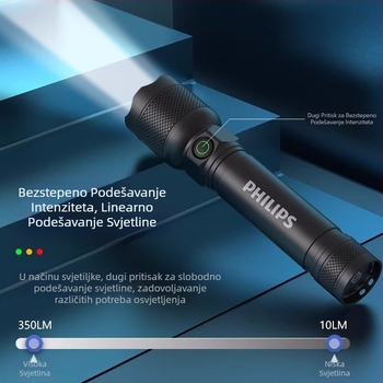 Philips Sfl2188 Svjetiljka Snažno svjetlo Dugi domet Ultra-dugo trajanje baterije Punjiva Mala mini prijenosna kućna