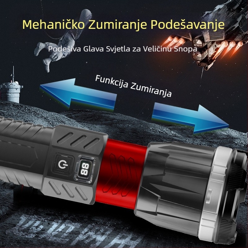 Nova bijela laserska svjetiljka s jakim svjetlom dugog dometa, ABS višenamjenska svjetiljka za osvjetljenje, punjenje noćne svjetiljke za ribolov, prikaz snage