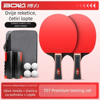 Bolitong reket za stolni tenis, trening i zabava, set od dva udarca s četiri kuglice i stalkom za mrežu za početnike, obiteljski reket, horizontalni reket