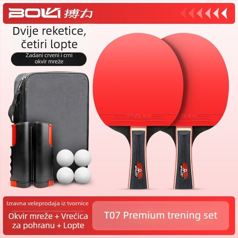 Bolitong reket za stolni tenis, trening i zabava, set od dva udarca s četiri kuglice i stalkom za mrežu za početnike, obiteljski reket, horizontalni reket