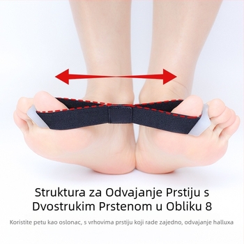 Prekogranična jednostrana ortoza za palac valgus može se nositi danju i noću s preklapajućim pojasom za zatezanje kostiju velikog stopala koji separira prste