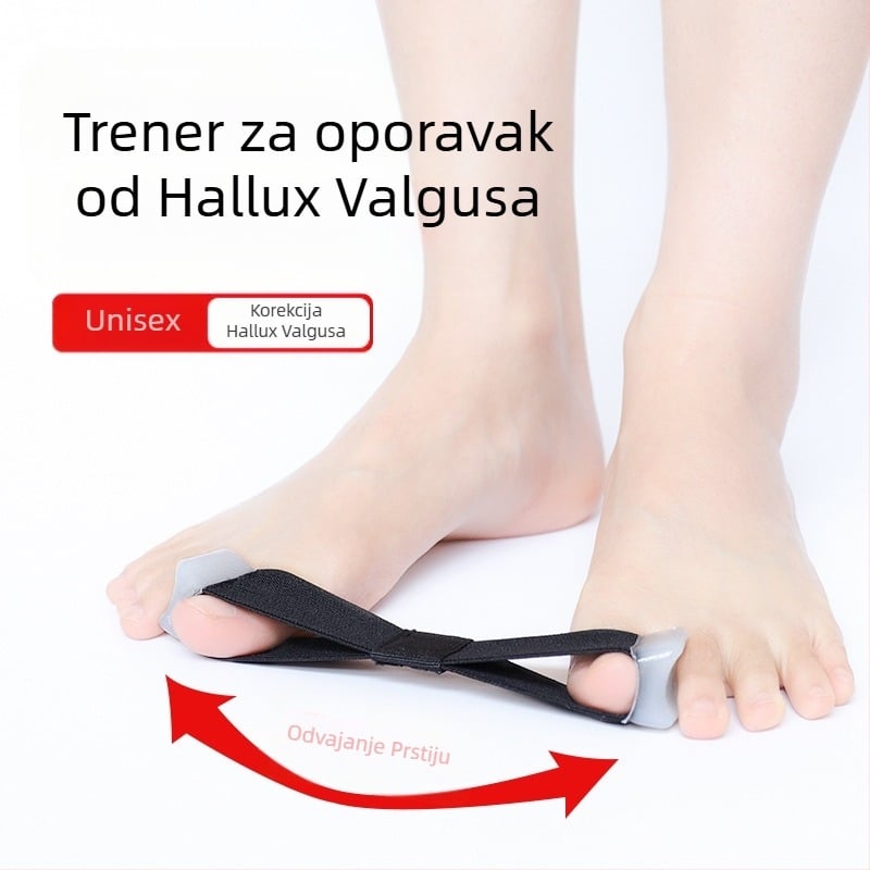 Prekogranična jednostrana ortoza za palac valgus može se nositi danju i noću s preklapajućim pojasom za zatezanje kostiju velikog stopala koji separira prste