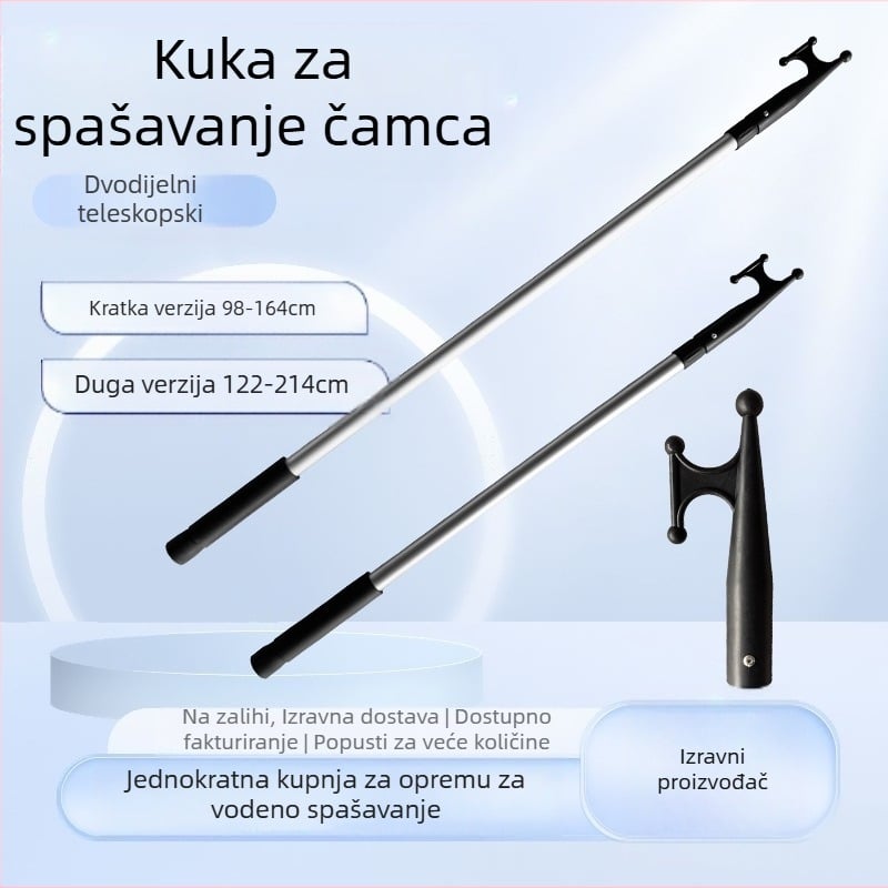 Kuka za spašavanje, kuka za čamac, teleskopska ribarska kuka od aluminijske legure, zadebljana kuka za peni, gumena kuka za vuču čamca, jurišni čamac, kuka za obalu