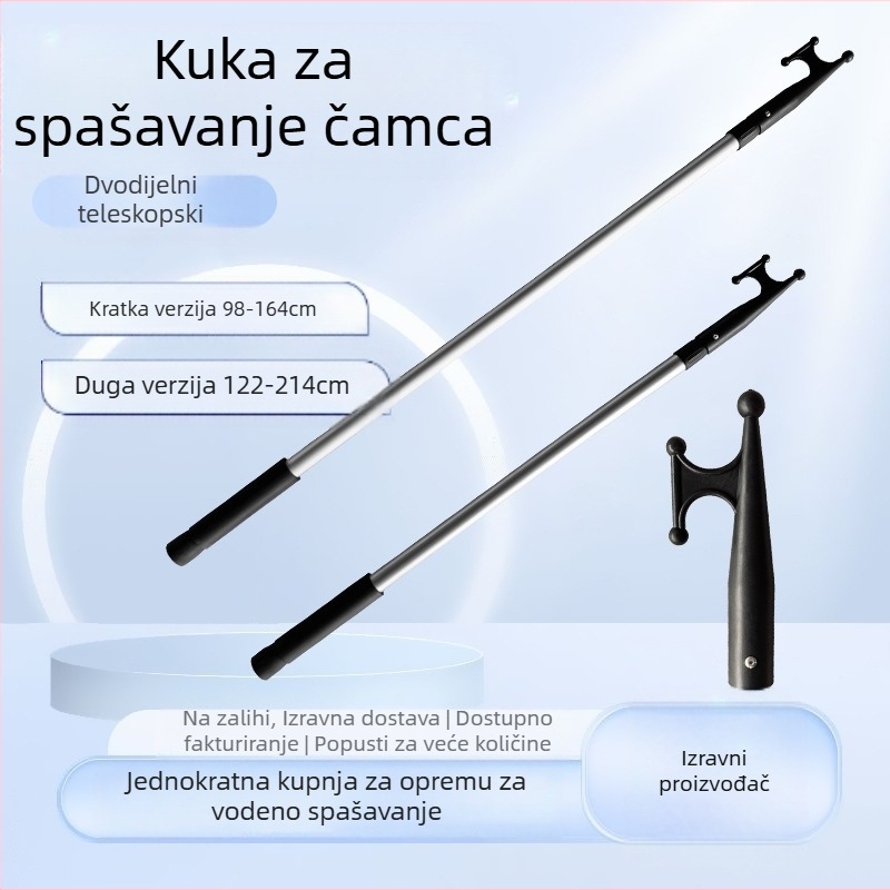 Kuka za spašavanje, kuka za čamac, teleskopska ribarska kuka od aluminijske legure, zadebljana kuka za peni, gumena kuka za vuču čamca, jurišni čamac, kuka za obalu