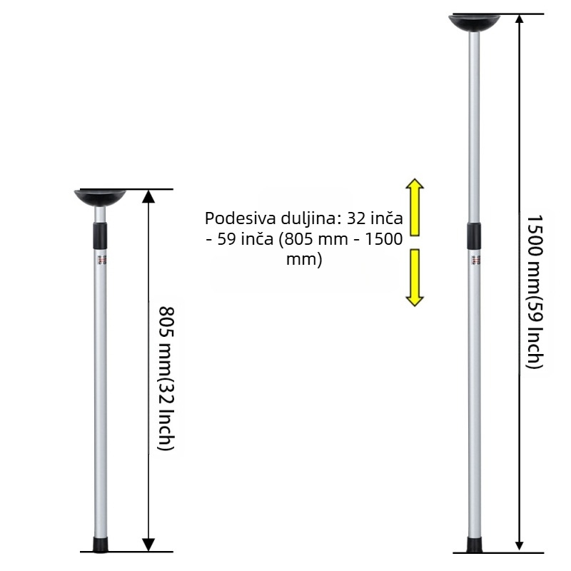 Vanjski teleskopski stup, potporanj za pontonski čamac, potporanj za ceradu, potporanj za pokrov glisera, podesivi aluminijski potporanj nadstrešnice