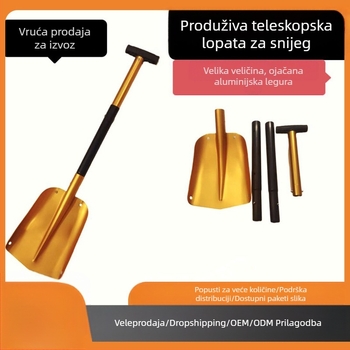 Tvornica, prijenosna odvojiva aluminijska uvlačiva lopata za snijeg, vanjska, kamperska, višenamjenska lopata, lopata za snijeg u automobilu za hitne slučajeve