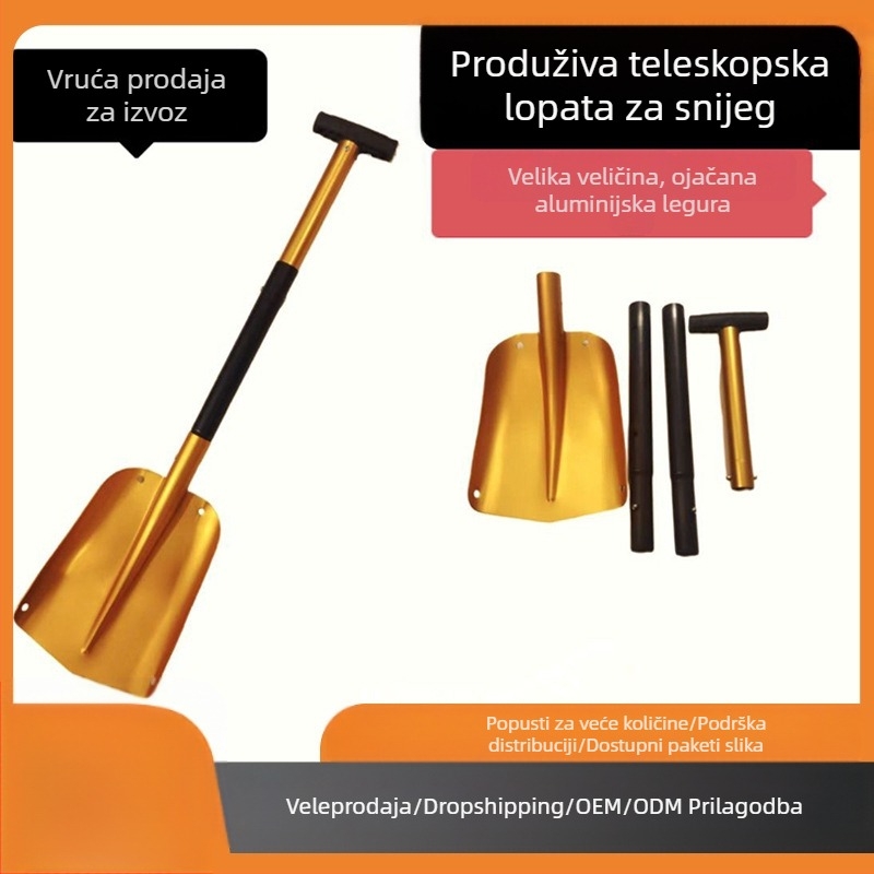 Tvornica, prijenosna odvojiva aluminijska uvlačiva lopata za snijeg, vanjska, kamperska, višenamjenska lopata, lopata za snijeg u automobilu za hitne slučajeve
