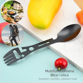 Vanjski višenamjenski ključ, otvarač za boce, žlica, otvarač za konzerve, vilica za ribu, žlica, pribor za jelo za kampiranje, žlica