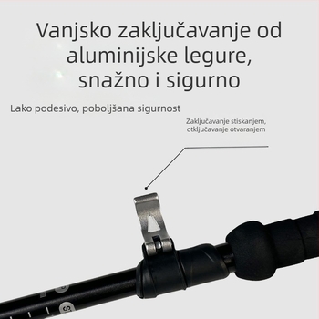 Štapovi za planinarenje od aluminijske legure 7075, štapovi za hodanje po zemlji s vanjskim zaključavanjem, putni, vanjski, sklopivi štapovi za planinarenje s pet dijelova