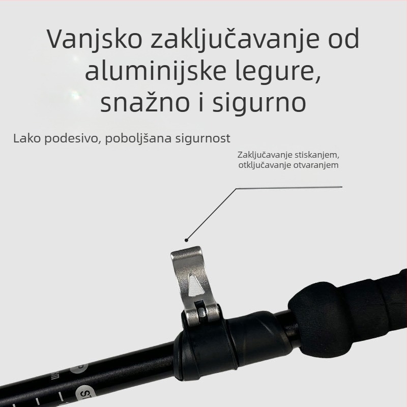 Štapovi za planinarenje od aluminijske legure 7075, štapovi za hodanje po zemlji s vanjskim zaključavanjem, putni, vanjski, sklopivi štapovi za planinarenje s pet dijelova