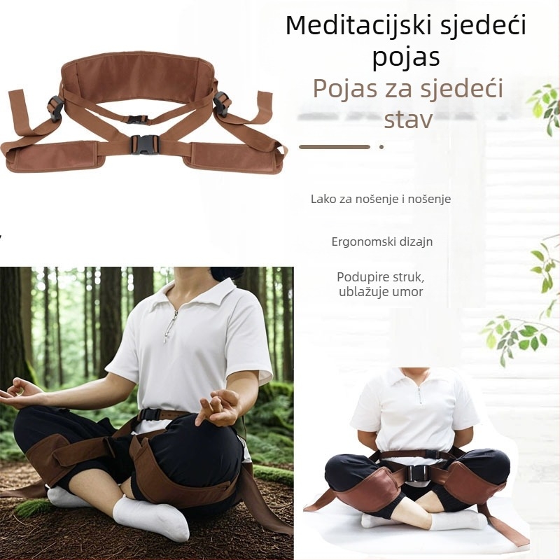 Remen za jogu i meditaciju, dvostruki remen za zen meditaciju, pomoćni remen za zatezanje, korektor držanja pri sjedenju, pojas za struk