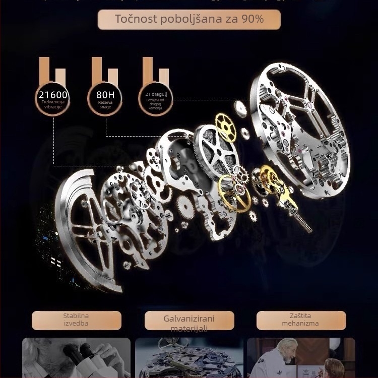 2025 Novi novi izrezani čvrsti čelični muški punk automatski mehanički sat klasični sat veleprodaja tvornica satova