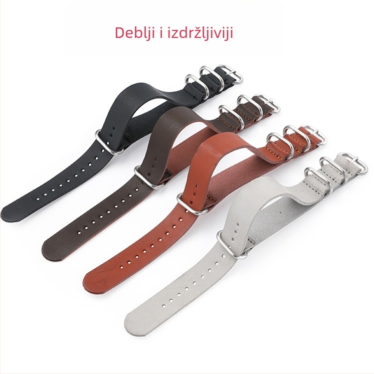 Remen od imitacije kravlje kože s debelom okruglom kopčom preko Nato ZULU ZULU kožnog remena 18/20/22/24 mm