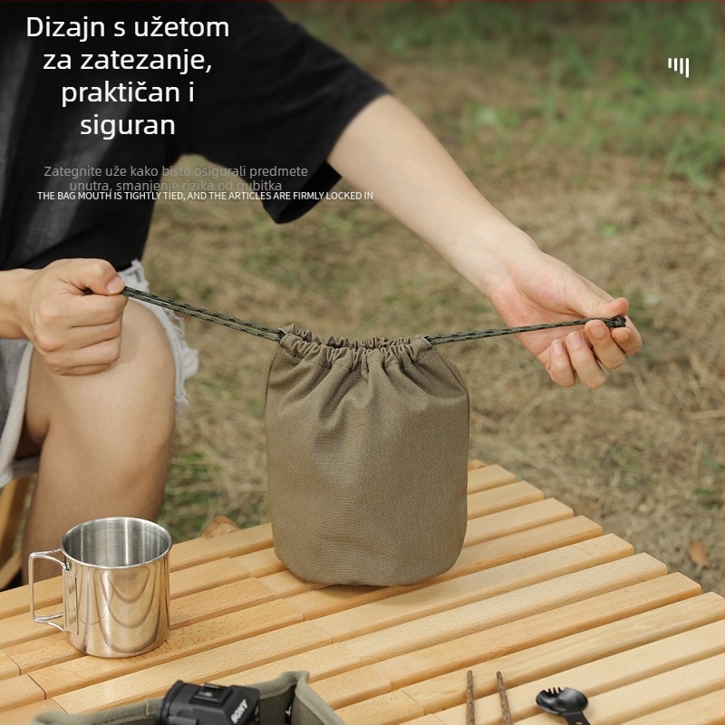 Paket za pohranu na otvorenom za kampiranje, džepna torba za pranje rublja, vrećica za pohranu pribora za kampiranje velikog kapaciteta, platnena torba s vezicom