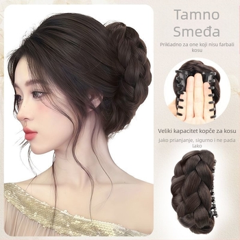 Uvijena kuglasta perika za žene, umjetna kopča za kosu Gui Qi, cvjetni pupoljak, pahuljasta kosa, artefakt za stražnju stranu perike, torba za periku