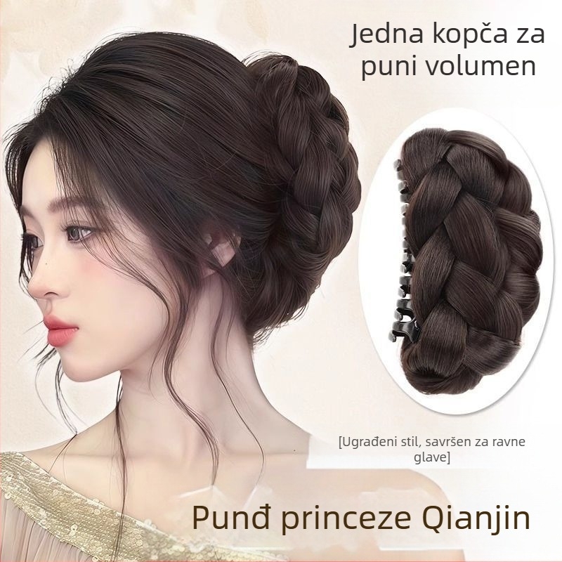 Uvijena kuglasta perika za žene, umjetna kopča za kosu Gui Qi, cvjetni pupoljak, pahuljasta kosa, artefakt za stražnju stranu perike, torba za periku