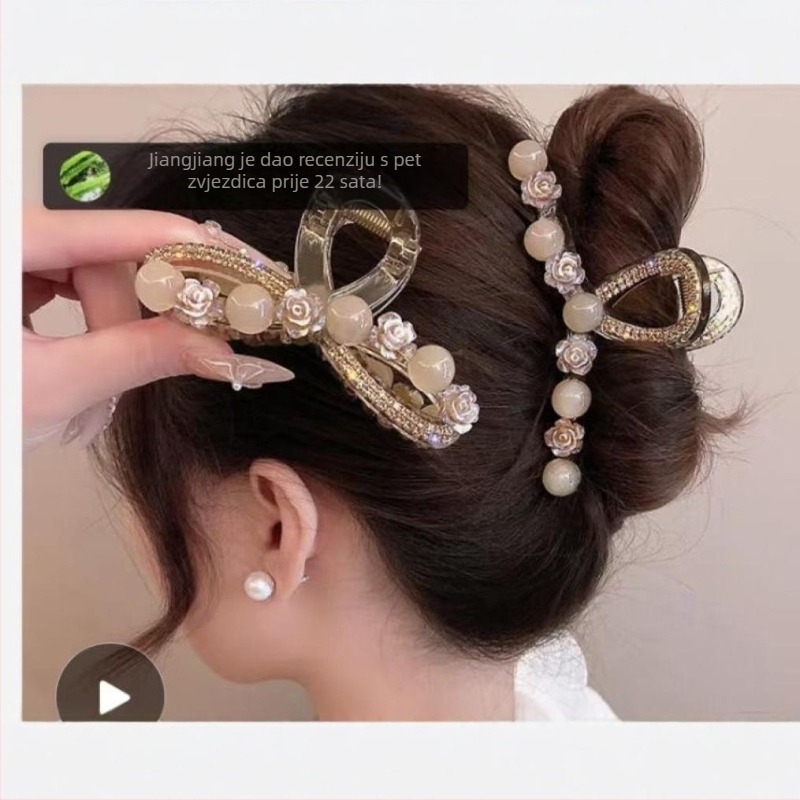 Elegantna i sofisticirana kopča za kosu s bisernim kandžama za žene, moderan i svestran dodatak za kosu s vrhunskim osjećajem, slatki dodatak za kosu u korejskom stilu s motivom morskog psa za stražnji dio glave