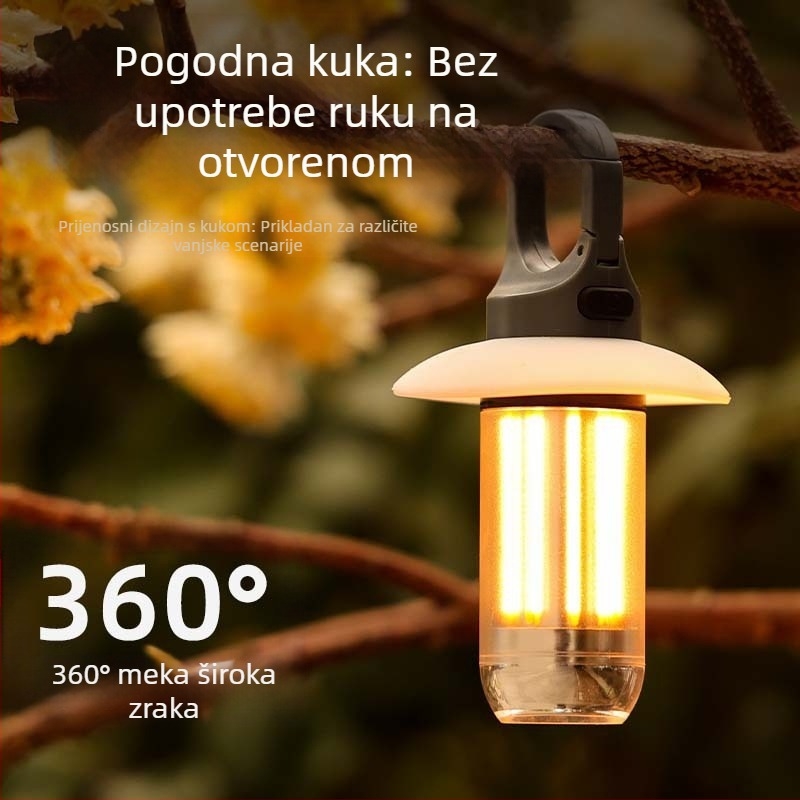 Novo prijenosno višenamjensko svjetlo za kampiranje s dvostrukim izvorom svjetla, svjetiljka dva u jednom, za vanjsku atmosferu, svjetlo za šator, svjetlo za kampiranje