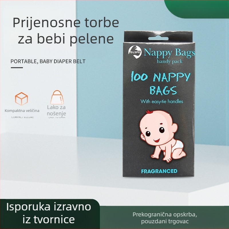 Prekogranična veleprodaja prijenosnih vreća za dječje pelene, vreća za smeće, crna skrivena biorazgradiva vreća za smeće