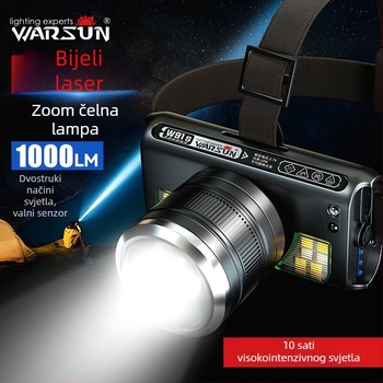 Wallson W91s prednja svjetiljka, indukcijska, montirana na glavu, snažno svjetlo, punjenje daljinskim upravljačem, vodootporna za rad i ribolov