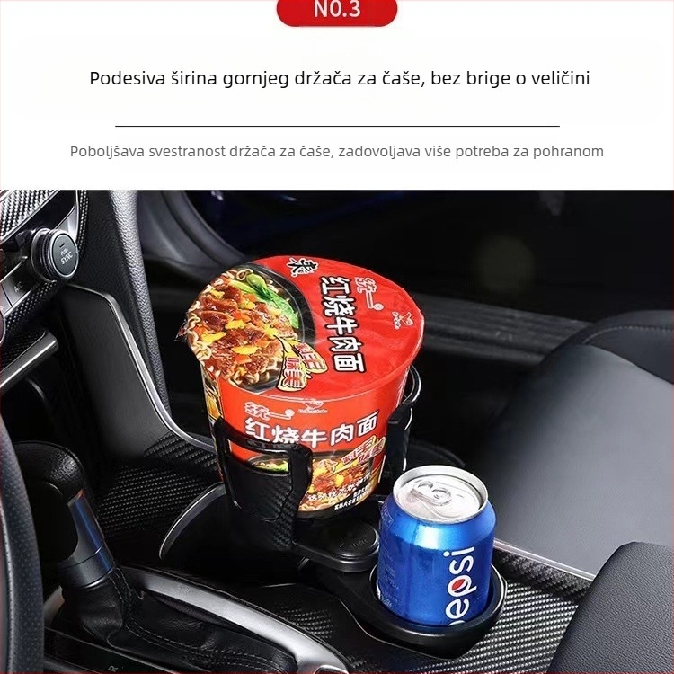 Prekogranični višenamjenski držač za čaše u automobilu Držač za čaše u automobilu s jednim ili dva dvostruka sloja, rotirajući držač za čaše