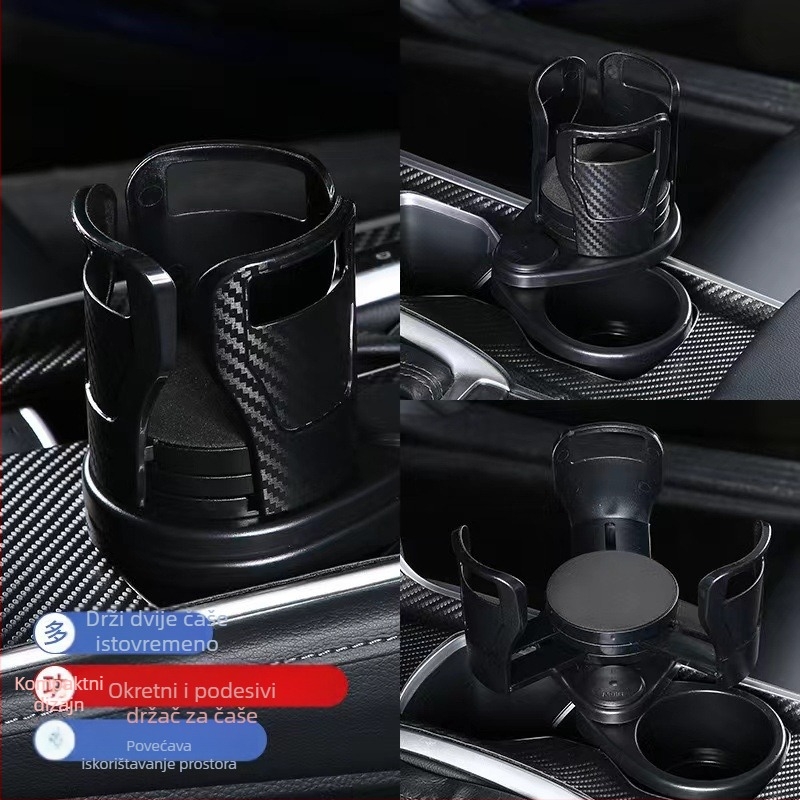 Prekogranični višenamjenski držač za čaše u automobilu Držač za čaše u automobilu s jednim ili dva dvostruka sloja, rotirajući držač za čaše