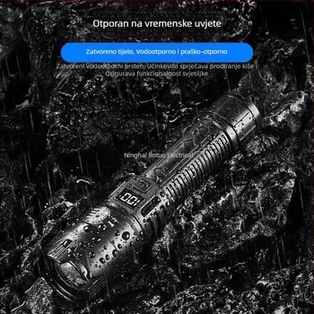Prekogranična višenamjenska plastična svjetiljka super dugog dometa, vanjska jaka svjetiljka, zumiranje, digitalni zaslon, punjenje, P50 svjetiljka