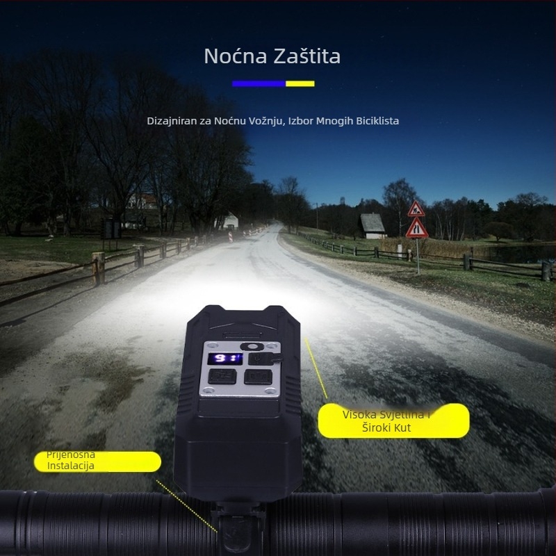 Prekogranično punjenje TypeC noćnog biciklističkog svjetla visoke svjetline, planinsko cestovno svjetlo, studentsko biciklističko svjetlo