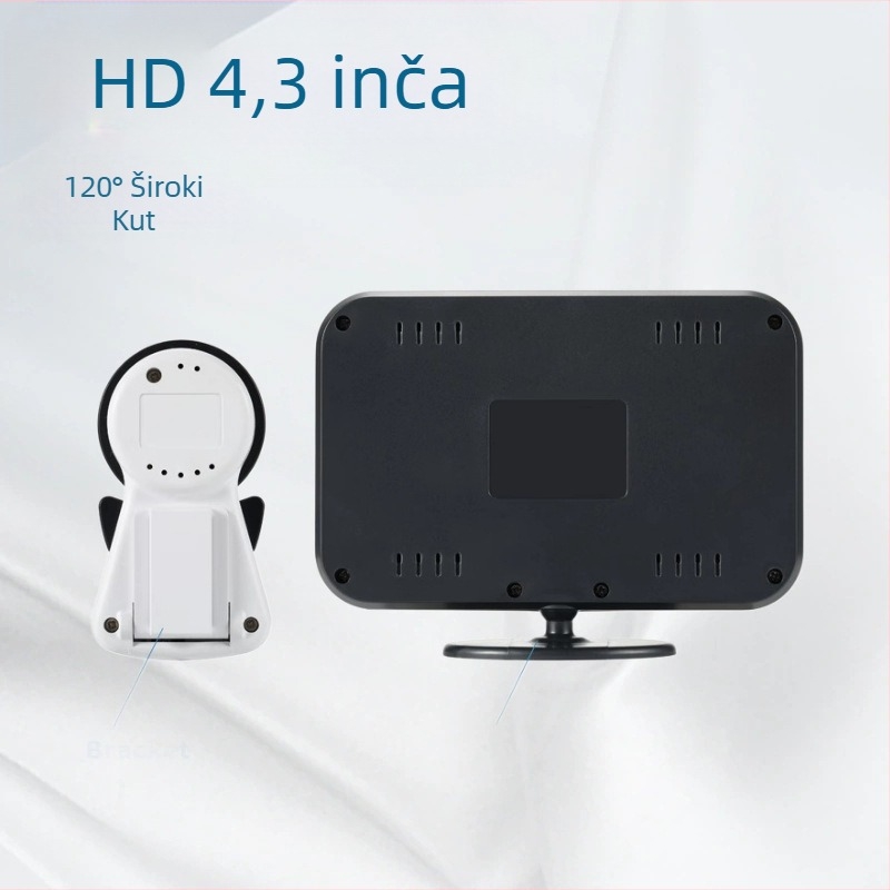 Prekogranični HD 4,3-inčni 1080P uređaj za njegu beba u automobilu, 120 stupnjeva širokokutni HD infracrveni noćni vid