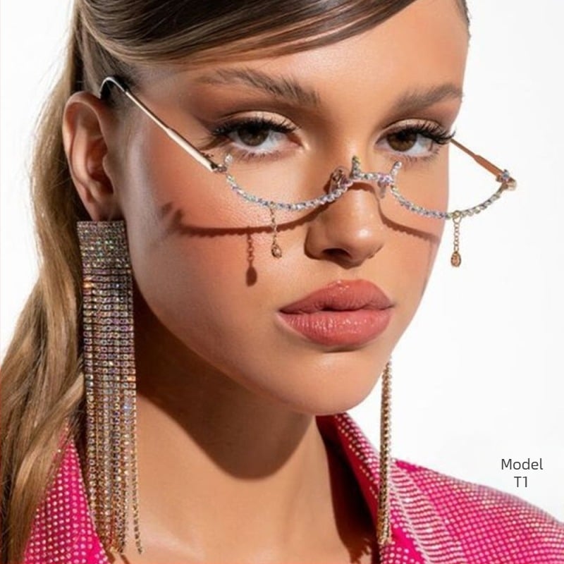 Amazon vruće prodavani trend okvir za naočale s kapljicom vode bez leća, modni personalizirani okviri za ukrase za zabavu s cirkonima