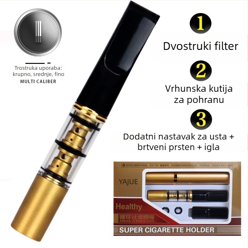Yajue visokokvalitetni grubi, srednji i fini filter za tri ciklusa pranja, držač za cigarete za muško zdravlje, dvostruki filter