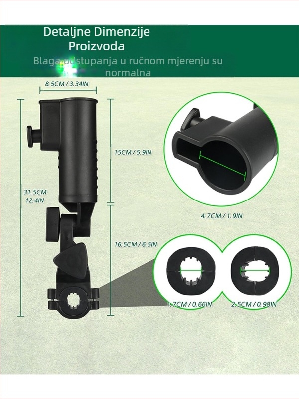 Držač za golf kišobran Crni plastični držač za kišobran Podesivi kut držača za golf kišobran Pribor za cijevi