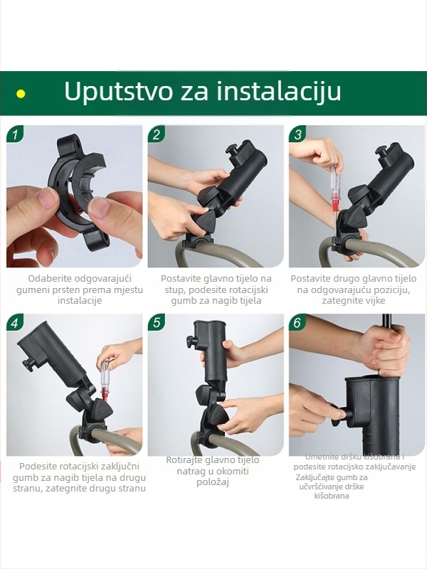 Držač za golf kišobran Crni plastični držač za kišobran Podesivi kut držača za golf kišobran Pribor za cijevi