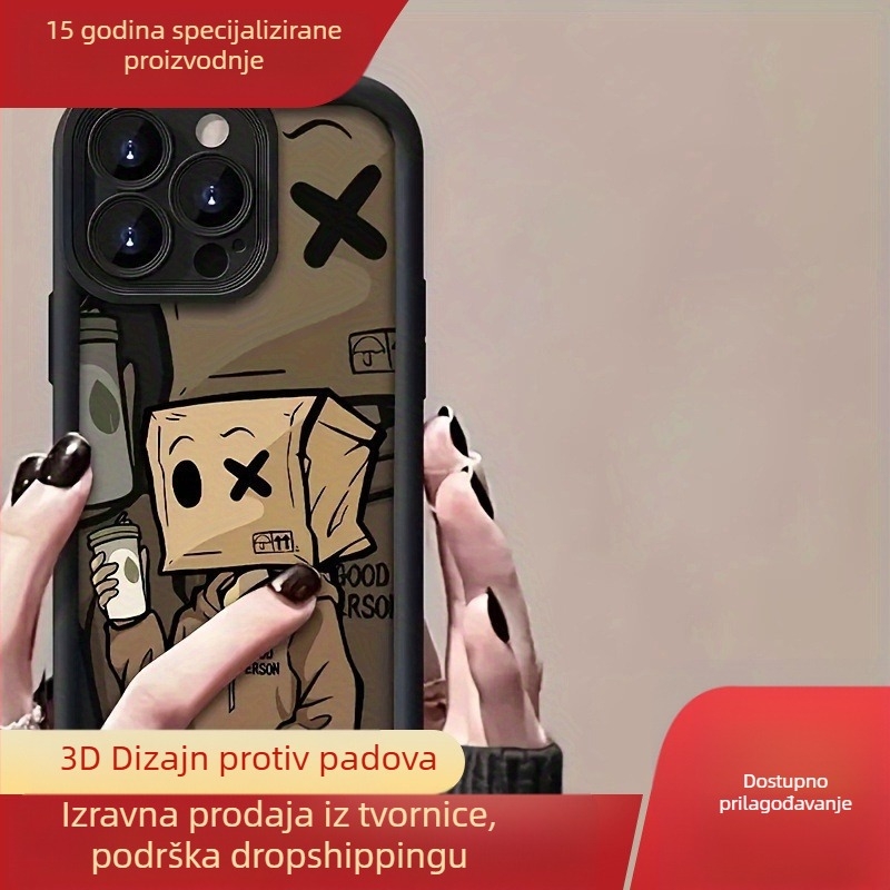 Slušalice Social Fear Carton Apple 15 za mobitel, silikonska futrola za iPhone 14 Promax 13/12/11, potpuno pokrivena, otporna na padove