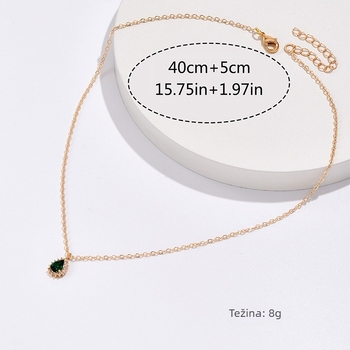 Francuska umjetnička retro stilska ogrlica s bakrenim pozlaćenim efektom, anti-smaragd, ženska kap vode, cirkonska ogrlica, novi stil