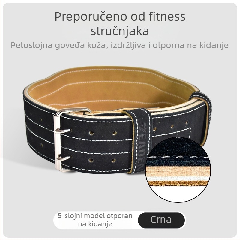 Fitness pojas za čučanj, teško povlačenje, petoslojni muški dizač utega, sportska potpora za struk, bodybuilding, dizanje snage, pojas od kravlje kože za opremu