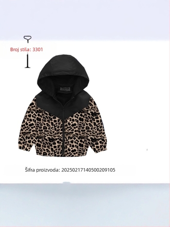 Jesenska nova dječja odjeća za dječake i djevojčice, modna jakna s leopard printom, odgovarajuća boja, patentni zatvarač, kapuljača, džep, europska i američka prekogranična jakna