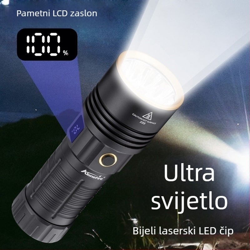Prekogranična digitalna svjetiljka s bijelim laserom i jakim svjetlom, punjiva svjetiljka za traženje lokacije, vanjska svjetiljka za hitne slučajeve dugog dometa X99