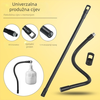 Nosač za mobitel, tablet, mikrofon, metalno crijevo s guščjim vratom, univerzalni rotirajući M10 vanjski zubi, vješalica za lampu