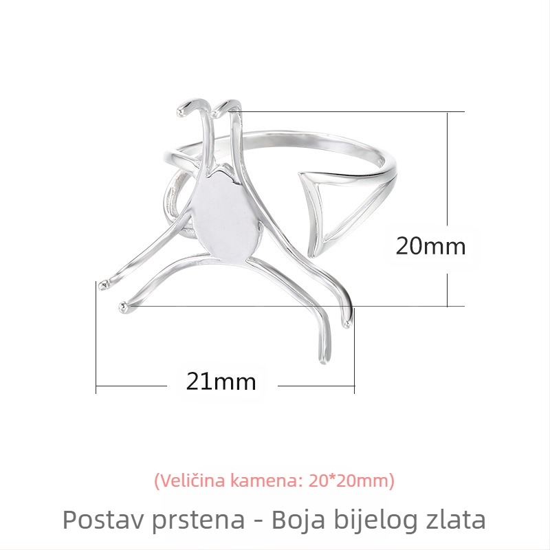 Prazan držač za prsten od 925 srebra, moderan, univerzalni, podesivi, nepravilni držač za otvaranje, DIY s pčelinjim voskom, držač za prsten od žada