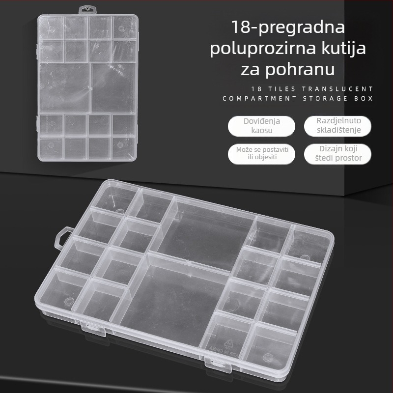 Kutija za pohranu nakita s 18 mrežastim priborom, kutija za elektroničke dijelove, kutija za klasifikaciju vijaka, kutija za pohranu malih perli