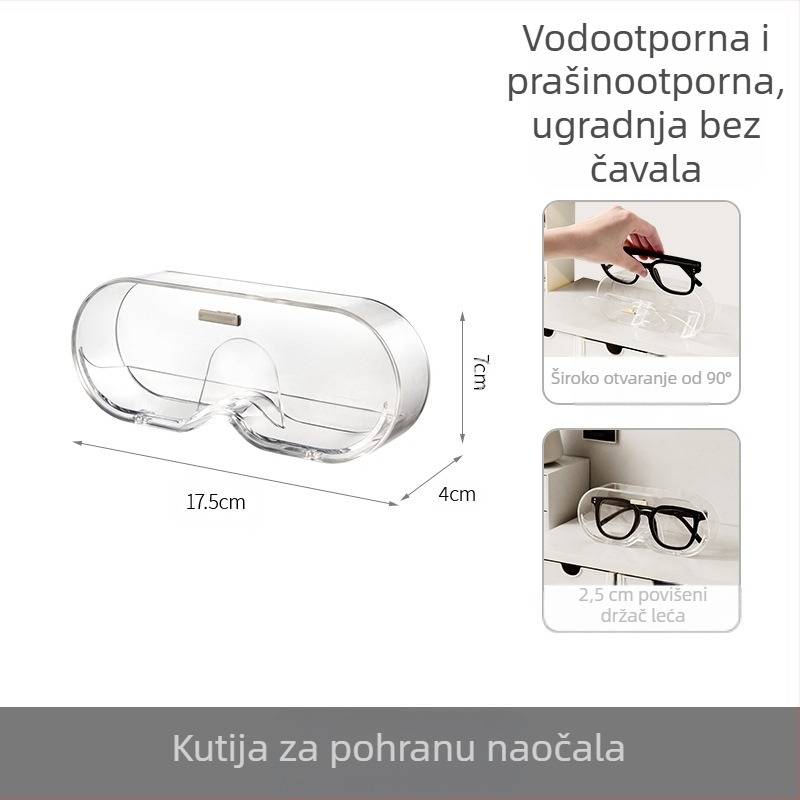 FaSoLa stalak za naočale, zidni stalak za kratkovidne sunčane naočale, kutija za sunčane naočale, prijenosna prozirna kutija za pohranu naočala otporna na prašinu